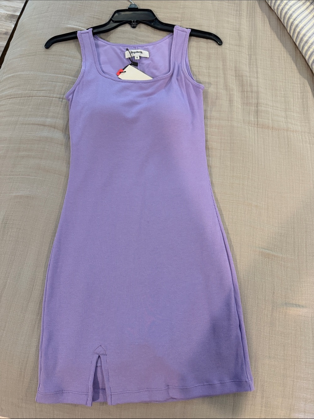 Sleeveless Lavender Ribbed Mini Dress with Scoop Neck